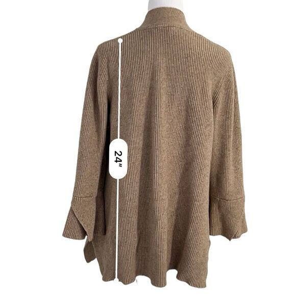 H by Halston Open Front Cardigan with Bell Sleeves Tan Size XLarge - Picture 5 of 11